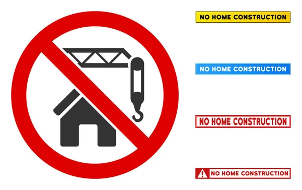 Плоский вектор No Home Construction Sign with Words in Directangle Framework — стоковий вектор