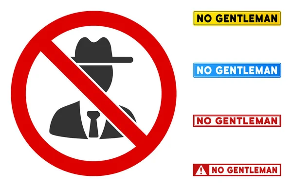 Flat Vector No Gentleman Sign with Badges in Rectangle Frames — Stockový vektor