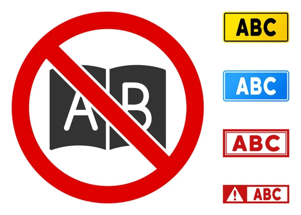 Flat Vector Geen ABC Book Sign met badges in rechthoekige lijsten — Stockvector