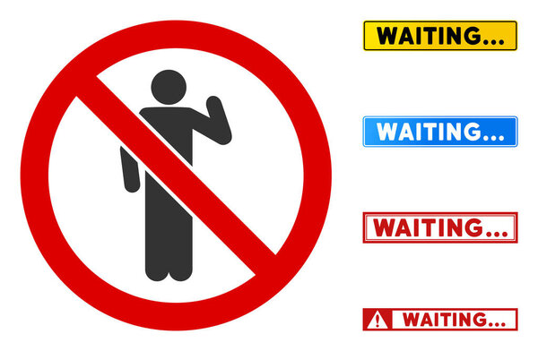 Плоский вектор Без знака постоянного лица со значками в прямоугольных рамках