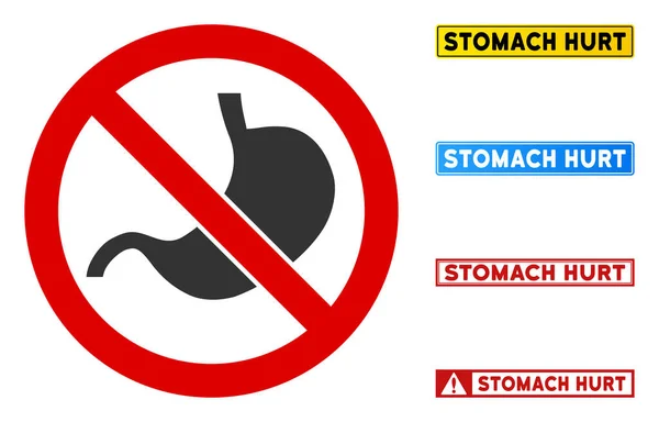 Flat Vector Sem Sinal de Estômago com Mensagens em Quadros Retangulares — Vetor de Stock