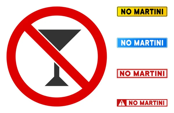 Vecteur plat sans Martini signe avec des titres dans des cadres rectangulaires — Image vectorielle