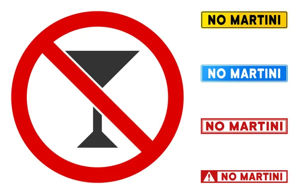 Flat Vector No Martini Firma con Títulos en Marcos Rectangulares — Archivo Imágenes Vectoriales