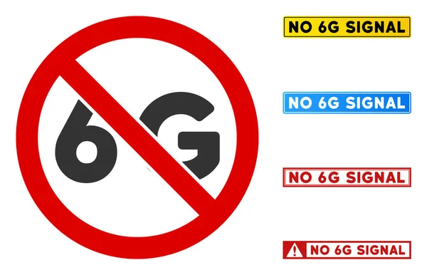 Плоский вектор No 6G знак з заголовками в прямокутних рамах — стоковий вектор