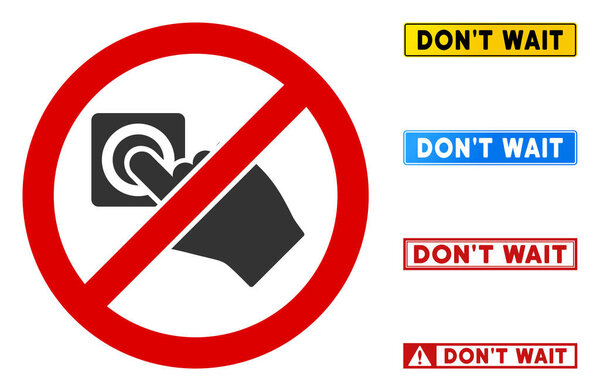 Плоский вектор Без нажатия кнопки тревоги Знак с сообщениями в прямоугольных рамках