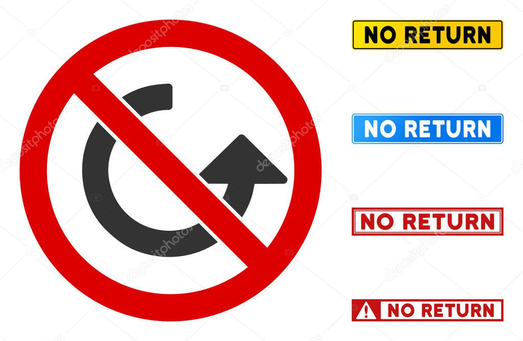 Flat Vector No Return Sign with Phrases in Rectangular Frames