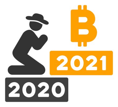 Centilmen Dua Et Bitcoin 2021 Vektör Düz Simgesi