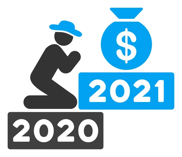 สุภาพบุรุษอธิษฐานเพื่อเงิน 2021 เวกเตอร์ไอคอนแบน — ภาพเวกเตอร์สต็อก