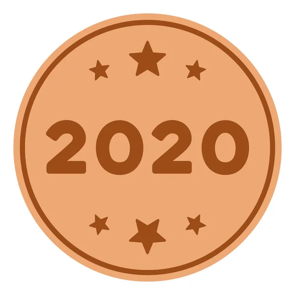 2020 Bronze Coin Vector Flat Icon — Stock Vector