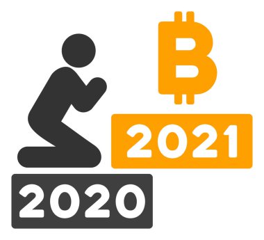 Man Pray Bitcoin 2021 Raster Düz Simgesi