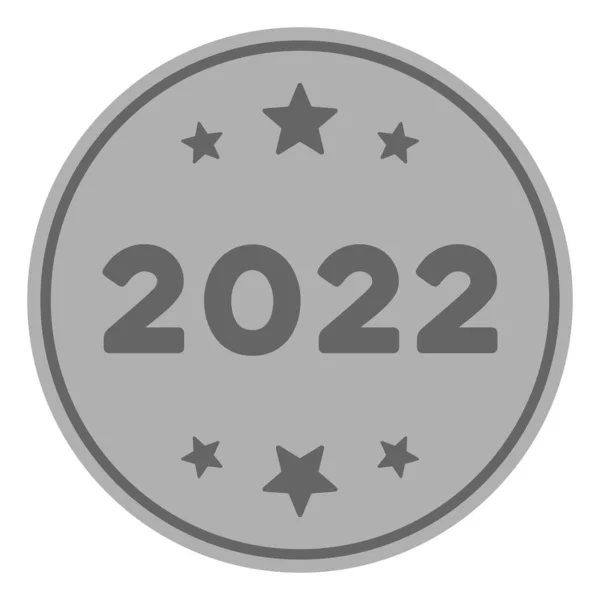 2022 Moneda de Plata Raster Flat Icon —  Fotos de Stock