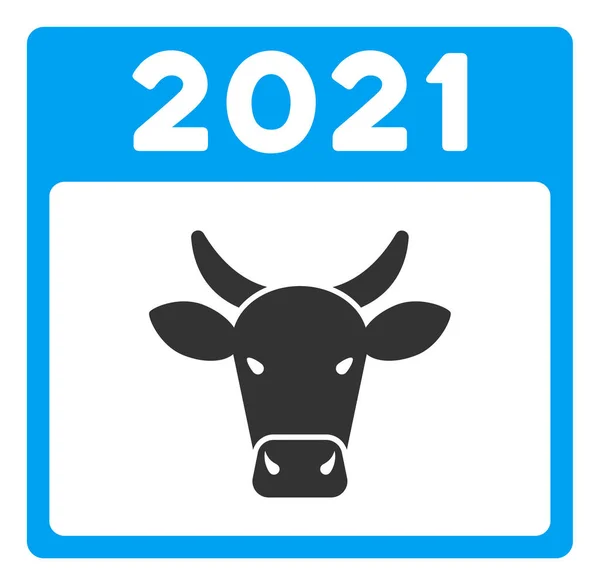 2021 Bull Calendar Raster Flat Icon — Stock Photo, Image