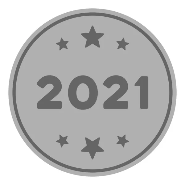 2021 Срібна монета Растрова плоска ікона — стокове фото