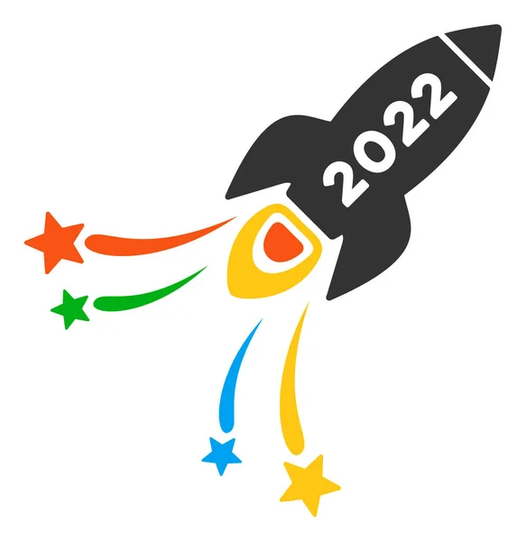 2022 Fyrværkeri Rocket Raster Flat Ikon - Stock-foto