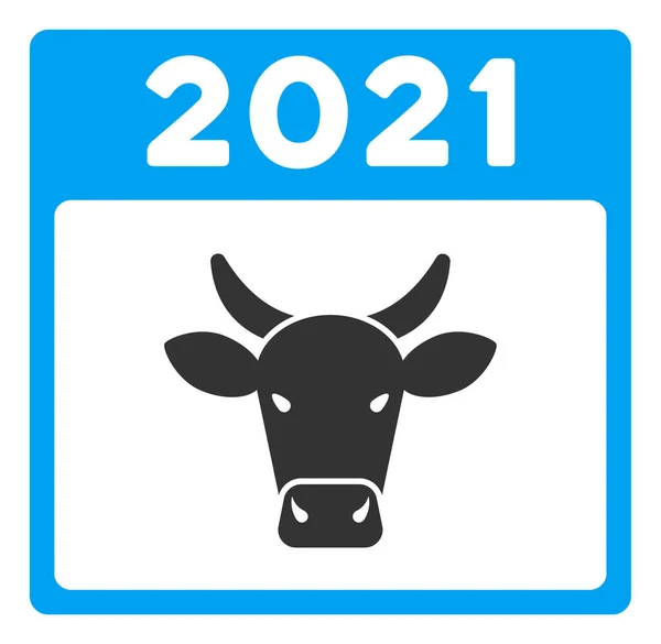 2021 Bull Calendar Vector Flat Icon — Stock Vector