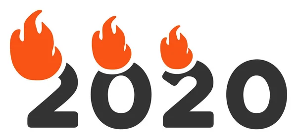Feuer 2020 Jahr Vektor flache Ikone — Stockvektor