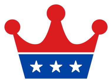 Düz Raster Taç Simgesi Yıldızlı Amerikan Demokratik Renkleri