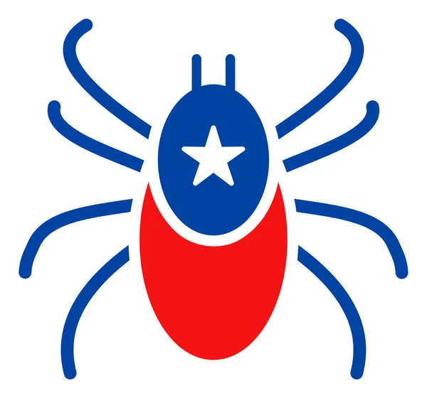 Flat Raster Mite Icon in American Democratic Colors with Stars