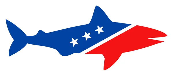 Düz Raster Köpekbalığı Simgesi Yıldızlı Amerikan Demokratik Renkleri — Stok fotoğraf