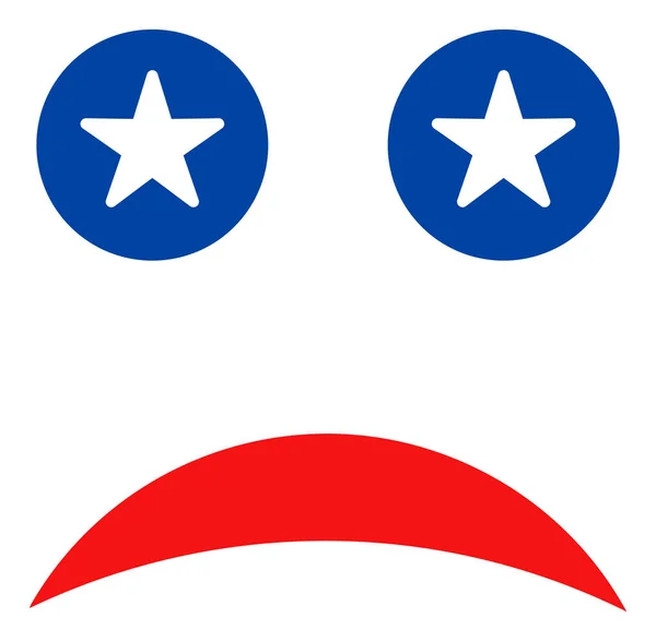 Flat Raster Szomorú hangulat ikon amerikai demokrata színekben csillagokkal — Stock Fotó