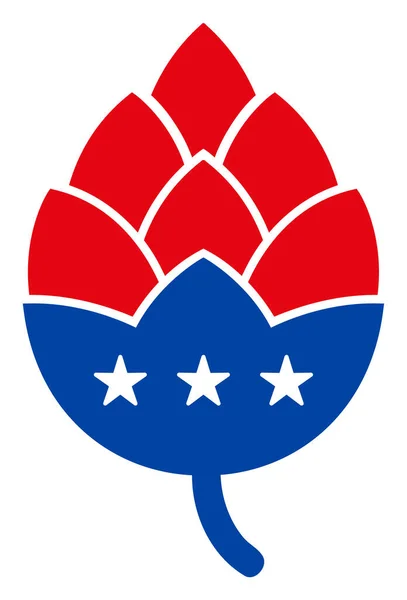 Επίπεδη εικόνα Raster Hop Cone σε αμερικανικά δημοκρατικά χρώματα με αστέρια — Φωτογραφία Αρχείου