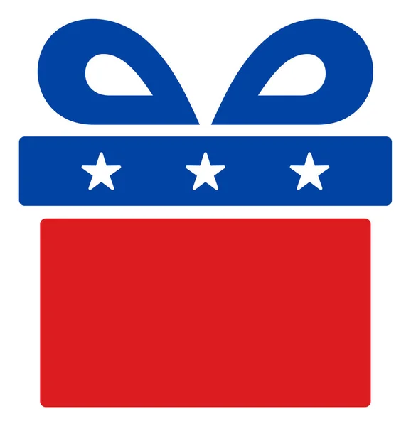 Ícone de presente de montanha plana em cores democráticas americanas com estrelas — Fotografia de Stock