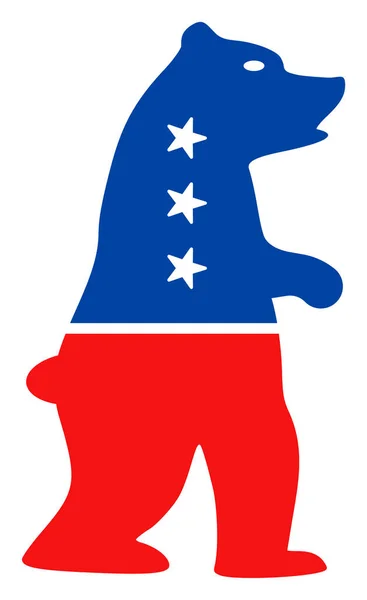 Flat Raster Ícone urso de pé em cores democráticas americanas com estrelas — Fotografia de Stock