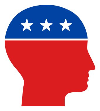 Düz Raster Man Yıldızlı Amerikan Demokratik Renkleri Simgesinin Başı