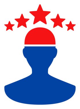Amerikan Demokratik Renklerinde Yıldızlı Düz Raster Kişi Simgesi