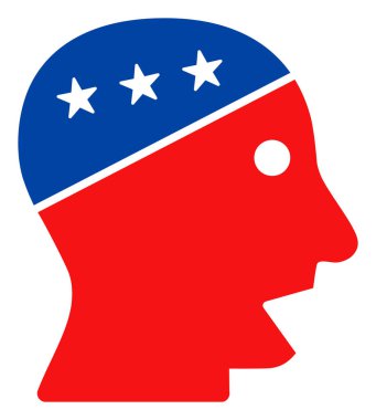 Düz Raster Yıldızlı Amerikan Demokratik Renklerinde Konuşan Baş Simge