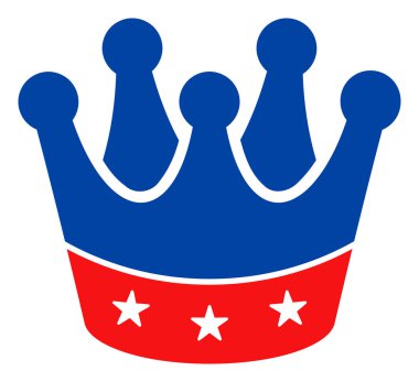 Düz Raster Başkan Crown Icon Yıldızlı Amerikan Demokratik Renkleri