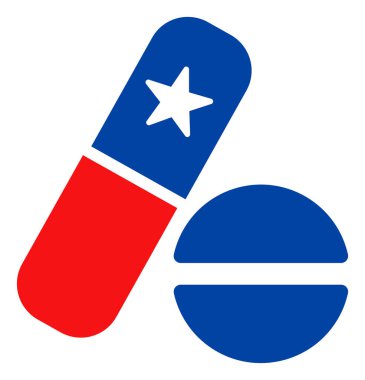 Amerikan Demokratik Renklerinde Flat Raster Tıp Hapları Simgesi