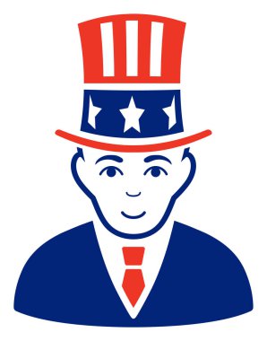 Düz Raster Amca Sam Icon Amerikan Demokratik Yıldızlı Renkler 'de