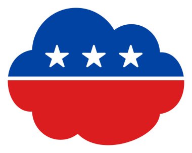Düz Raster Bulut Simgesi Yıldızlı Amerikan Demokratik Renkleri