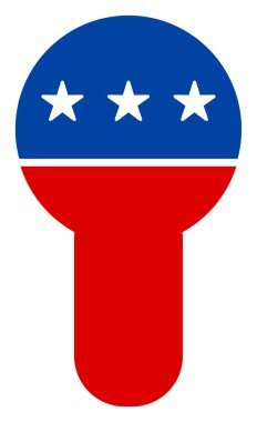 Düz Raster Anahtar Deliği Simgesi Yıldızlı Amerikan Demokratik Renkleri