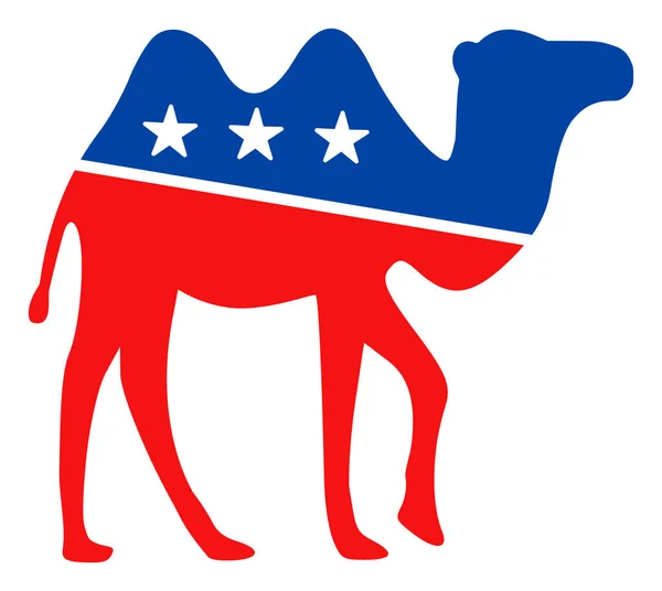 Flat Raster Camel Icon in Amerikaanse Democratische Kleuren met Sterren — Stockfoto