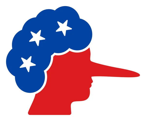 Flat Raster Liar Icon in American Democratic Colors with Stars