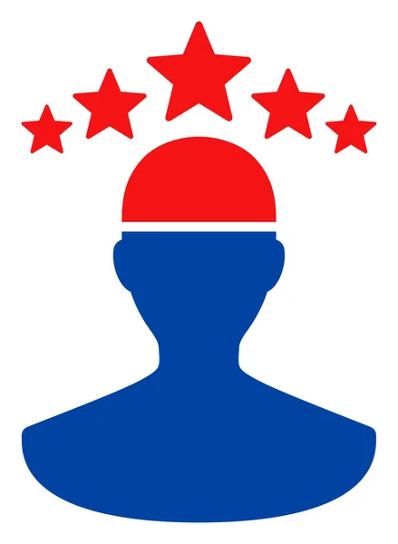 Flat Raster Person Icon in American Democratic Colors with Stars
