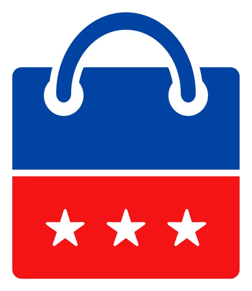 Επίπεδη Raster Shopping Lady Bag εικονίδιο σε αμερικανική δημοκρατική χρώματα με αστέρια — Φωτογραφία Αρχείου