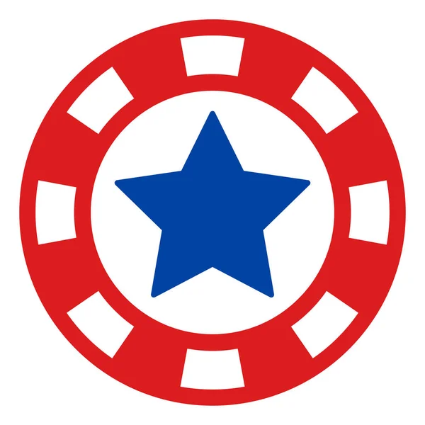 Ícone de Chip Flat Raster Casino em cores democráticas americanas com estrelas — Fotografia de Stock