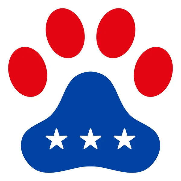 Düz Raster Paw Ayak İzi Simgesi Yıldızlı Amerikan Demokratik Renkleri — Stok fotoğraf