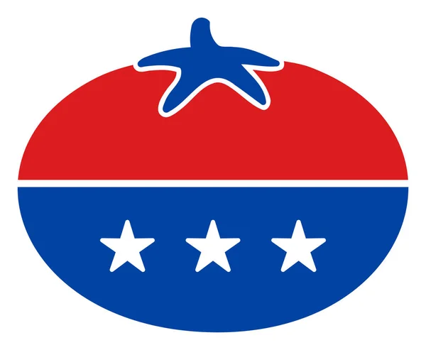 Düz Raster Domates Simgesi Yıldızlı Amerikan Demokratik Renkleri — Stok fotoğraf