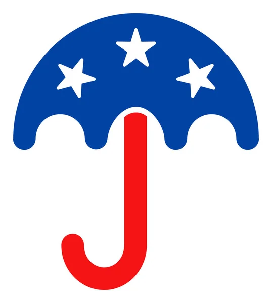 Ícone de guarda-chuva de montanha plana em cores democráticas americanas com estrelas — Fotografia de Stock