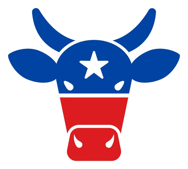 Flat Raster Bull Icône dans les couleurs démocratiques américaines avec des étoiles — Photo