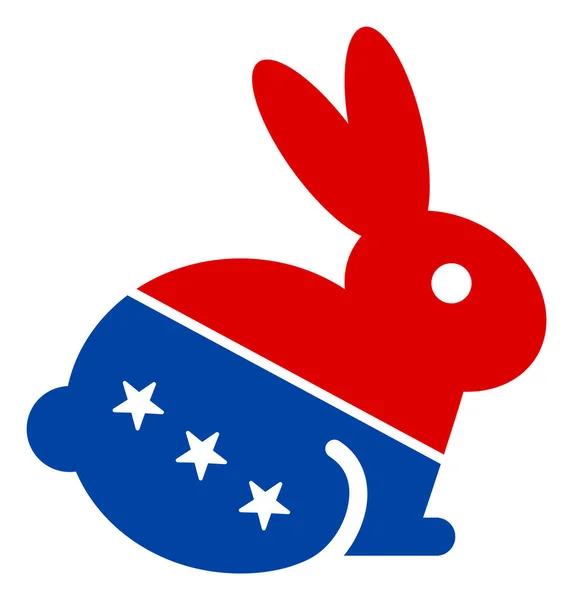 Icône de lapin raster plat dans les couleurs démocratiques américaines avec des étoiles — Photo