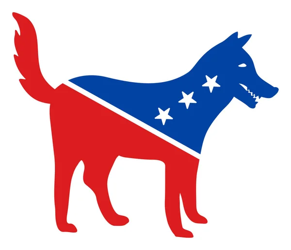 Icono de perro rasterista plano en colores democráticos americanos con estrellas — Foto de Stock