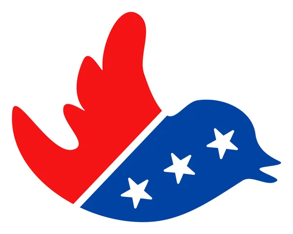 Flat Raster Flying Bird Icon in American Democratic Colors with Stars — стокове фото