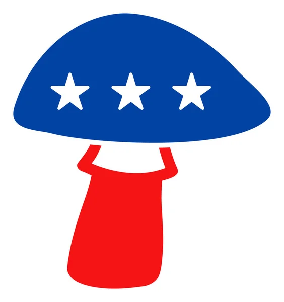 Flat Raster Mushroom Ícone em cores democráticas americanas com estrelas — Fotografia de Stock