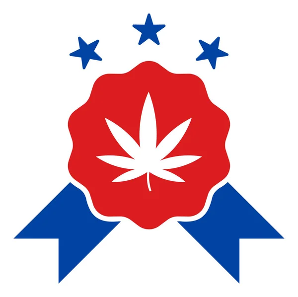 Flat Raster Quality Cannabis Icon in American Democratic Colors with Stars — Stock Photo, Image