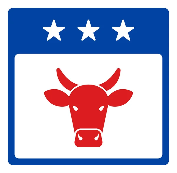 Kalendarz byków płaskich Raster Page Icon in American Democratic Colors with Stars — Zdjęcie stockowe